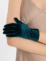 Тёмно-зелёный перчатки женские длинные / короткие бархатные черные