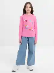 Розовый футболка для девочки с длинным рукавом, 7-10 лет
