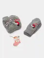 Красный новогодний подарочный набор: варежки и носки, подарок к Новому году