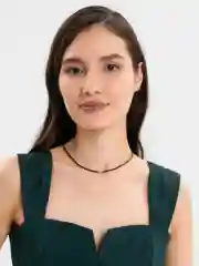 Чокер черный на шею, цепочка с бусиной
