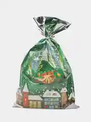 Зеленый пакет новогодний фольгированный подарочный, 25*40 см, с ленточками 30 см/Пакет без ручки