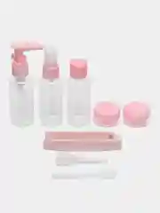 Розовый дорожный набор флаконов/ Набор бутылочек для жидкостей, расческа/ Бутылочка-дозатор Флакон