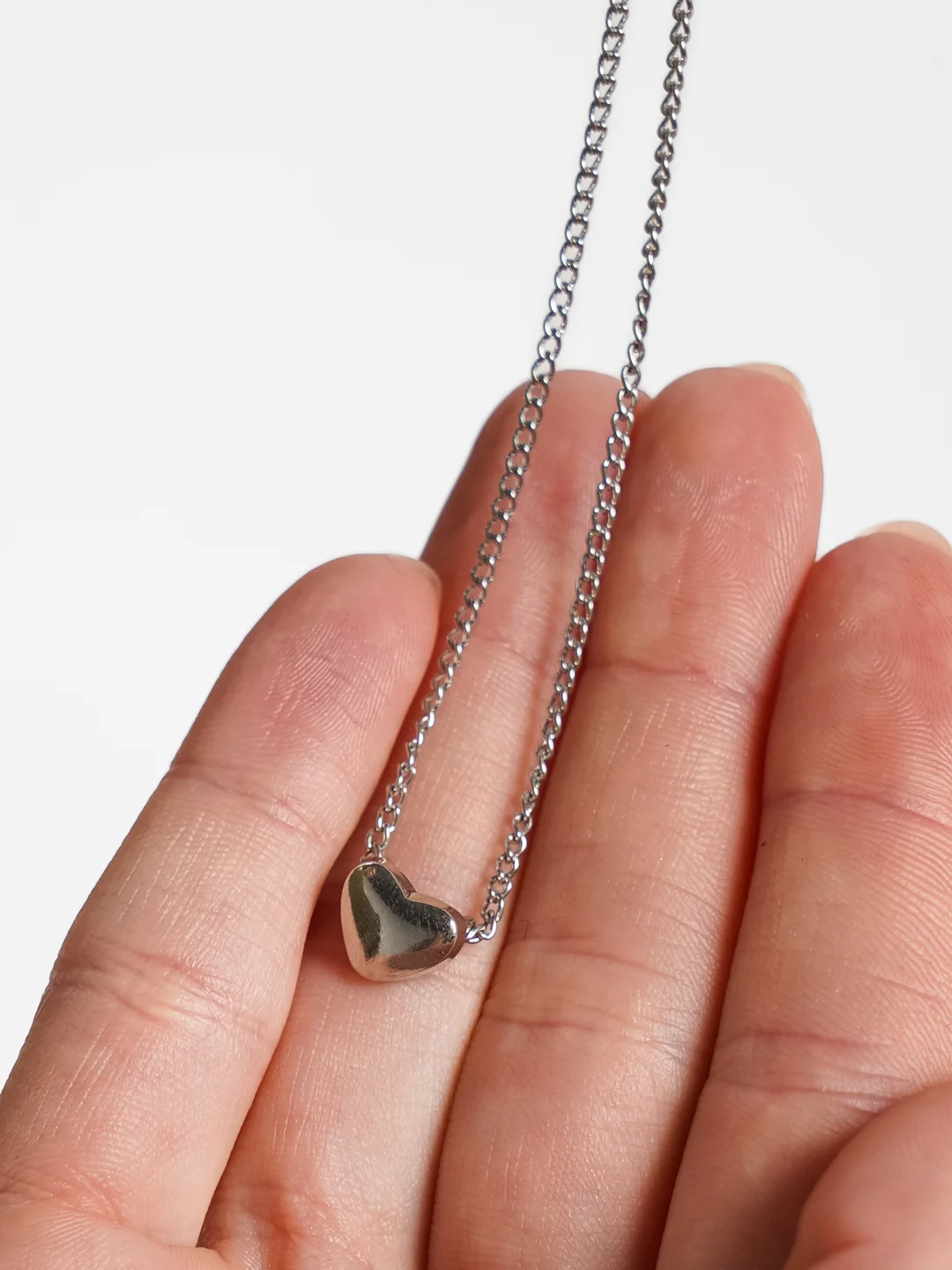 Серебряный цепочка с сердцем, женская