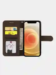 Коричневый чехол-книжка для Realme C20 / C11 2021, кожа PU