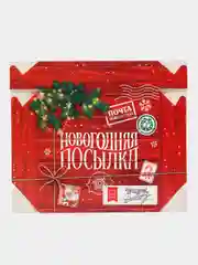 Красный коробка подарочная новогодняя "Новый год", 14*14*3,5см