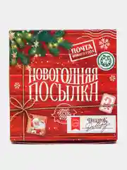 Красный коробка подарочная новогодняя "Новый год", 14*14*3,5см