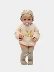 Бежевый меланж кукла "Реборн" (Reborn), 55 см, интерактивная, с аксессуарами