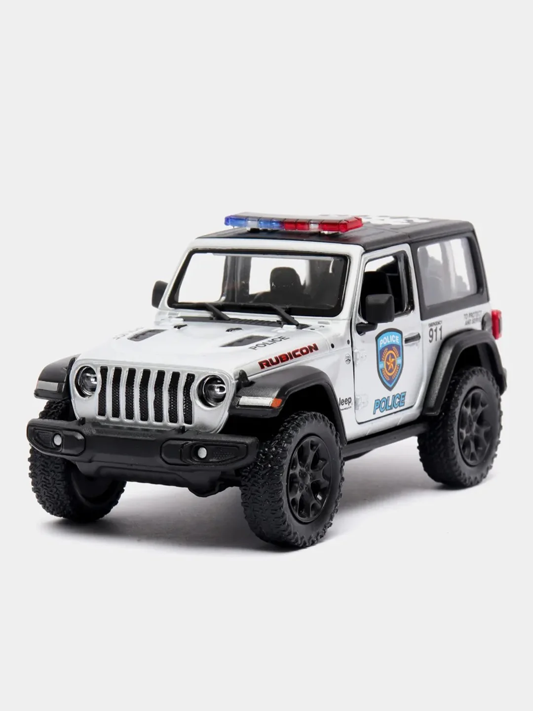 Белый металлическая машина Jeep Wrangler 2018 "Police", "Firefighter" KT5412DPR