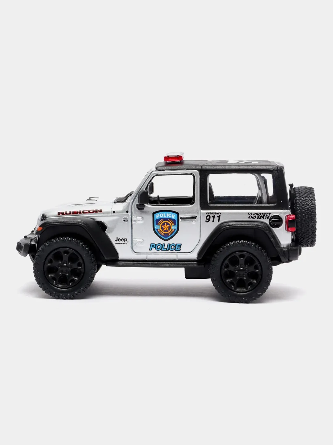 Белый металлическая машина Jeep Wrangler 2018 "Police", "Firefighter" KT5412DPR