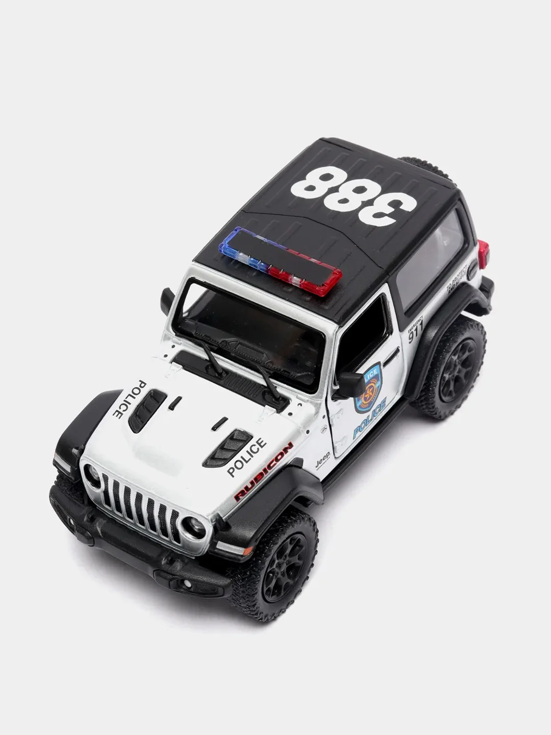 Белый металлическая машина Jeep Wrangler 2018 "Police", "Firefighter" KT5412DPR