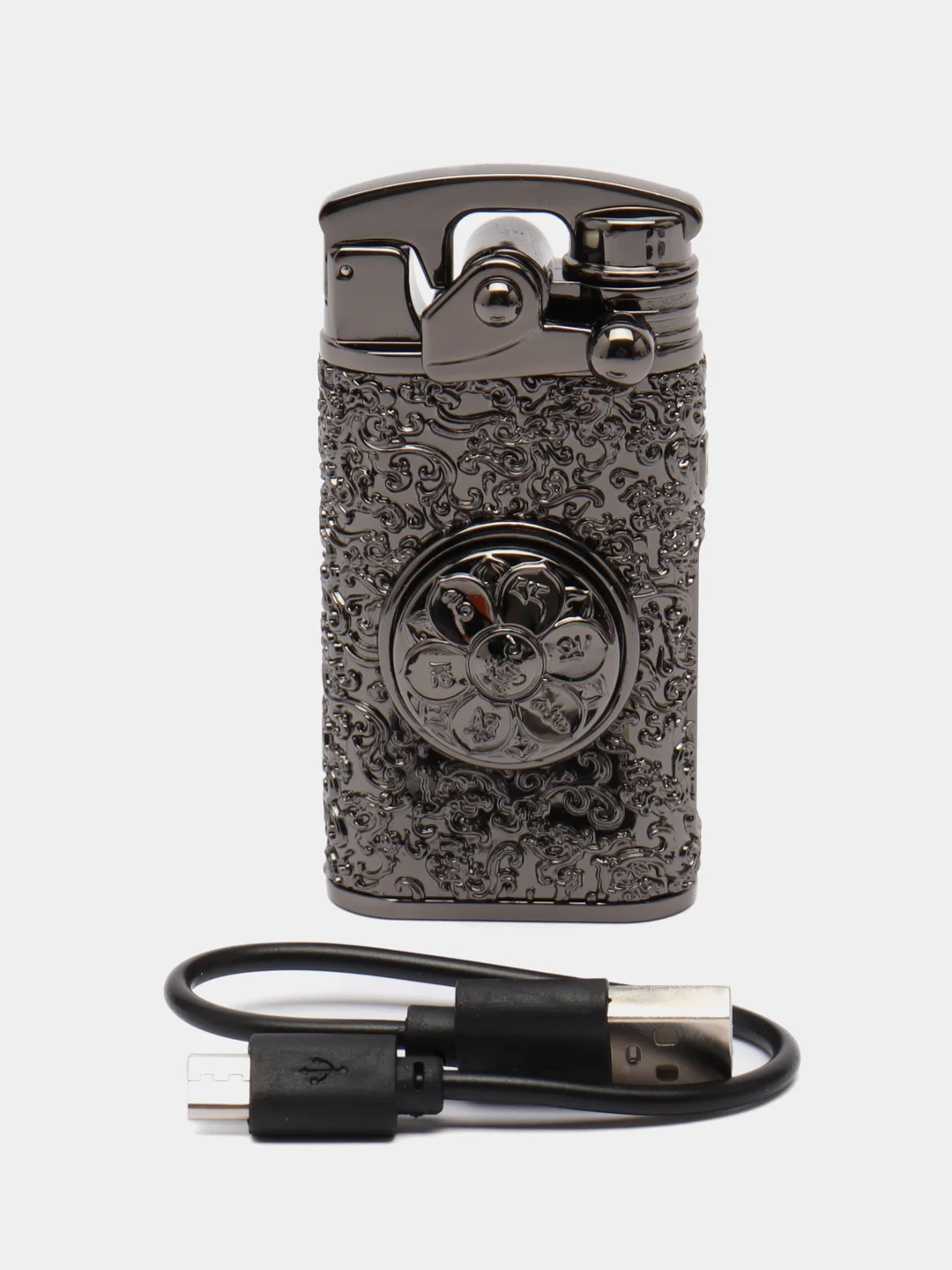 Хром многофункциональная газовая -электрическая зажигалка,надувная и USB перезаряжаемая