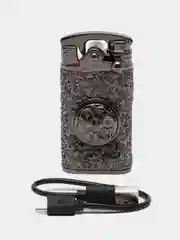 Хром многофункциональная газовая -электрическая зажигалка,надувная и USB перезаряжаемая