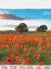 Медный календарь листовой настенный на 2024 год, А3, 295*417
