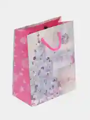 Алый пакет подарочный, новогодний, ламинированный, картон с рисунком. S, MS, M, ML, L