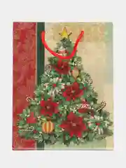 Зеленый пакет подарочный, новогодний, ламинированный, картон с рисунком. S, MS, M, ML, L