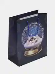 Кораллово-розовый пакет подарочный, новогодний, ламинированный, картон с рисунком. S, MS, M, ML, L