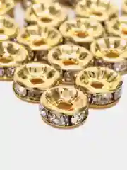 Золотой бусины разделители со стразами, 8 мм
