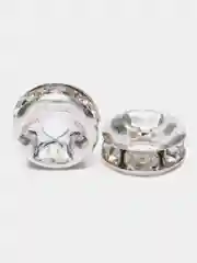 Серебряный бусины разделители со стразами, 8 мм