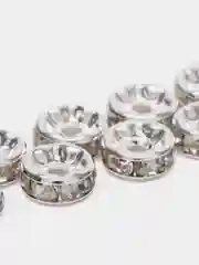 Серебряный бусины разделители со стразами, 8 мм
