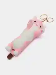 Бежевый брелок для рюкзака, сумки, ключей "Кот-батон", мягкий
