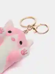 Бежевый брелок для рюкзака, сумки, ключей "Кот-батон", мягкий