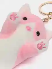 Бежевый брелок для рюкзака, сумки, ключей "Кот-батон", мягкий