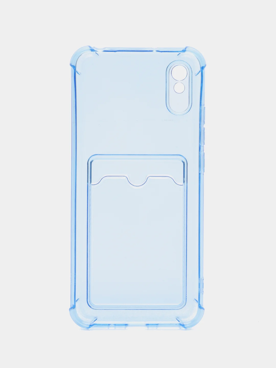 Голубой чехол для Xiaomi Redmi 9A, Сяоми Редми 9А прозрачный, противоударный, с карманом для карты