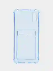 Голубой чехол для Xiaomi Redmi 9A, Сяоми Редми 9А прозрачный, противоударный, с карманом для карты