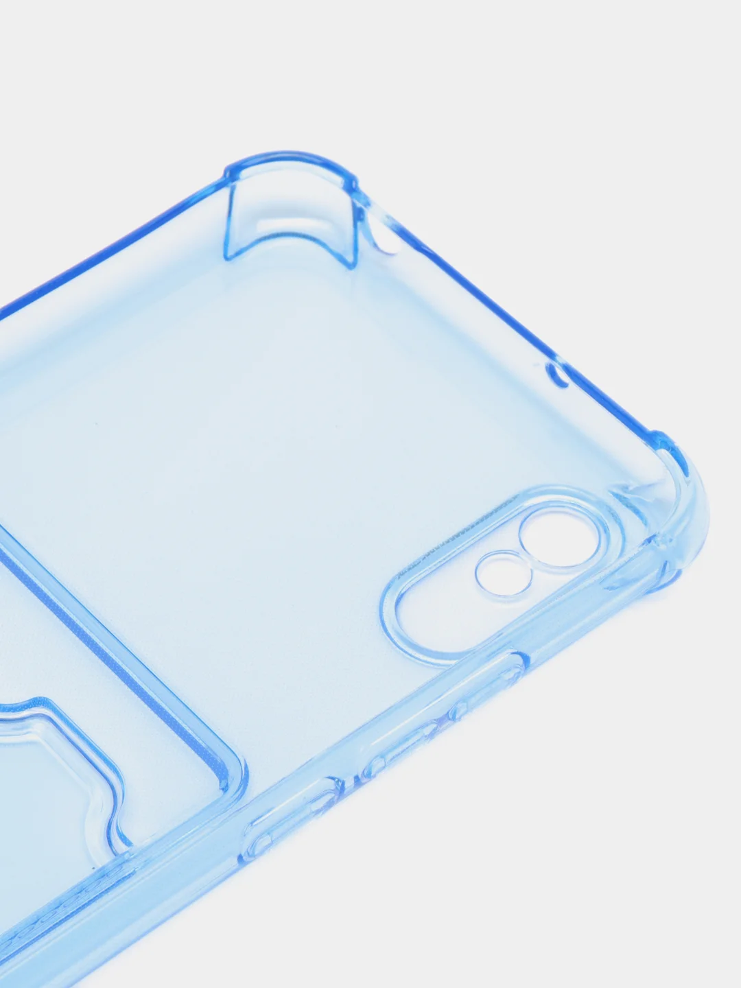 Голубой чехол для Xiaomi Redmi 9A, Сяоми Редми 9А прозрачный, противоударный, с карманом для карты