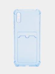 Чехол для Xiaomi Redmi 9A, Сяоми Редми 9А прозрачный, противоударный, с карманом для карты