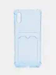 Голубой чехол для Xiaomi Redmi 9A, Сяоми Редми 9А прозрачный, противоударный, с карманом для карты