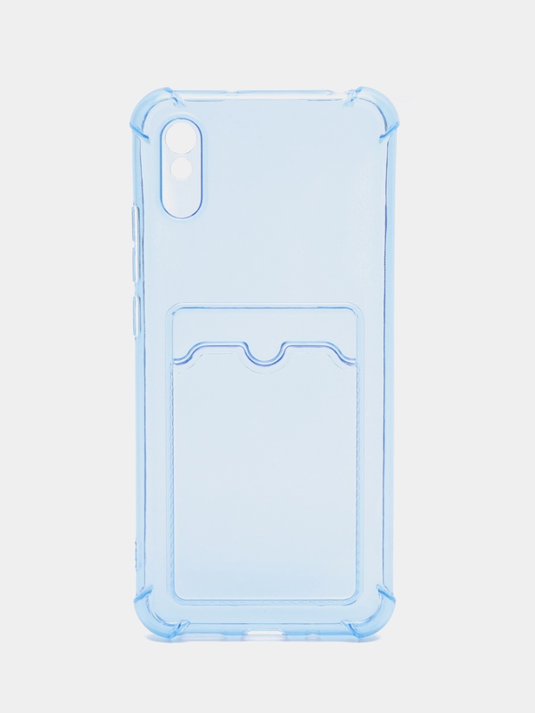 Чехол для Xiaomi Redmi 9A, Сяоми Редми 9А прозрачный, противоударный, с карманом для карты