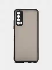 Черный чехол Huawei P Smart 2021 / Хуавей П Смарт 2021, пластиковый, матовый, с цветными кнопками