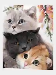 Алмазная мозаика "Кошки", на подрамнике