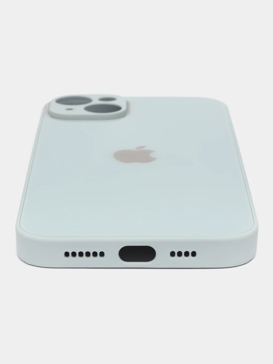 Голубой противоударный чехол со стеклянной панелью iPhone 7/8/SE/XR/XS/11/12/13/14/15/Plus/Pro/Max