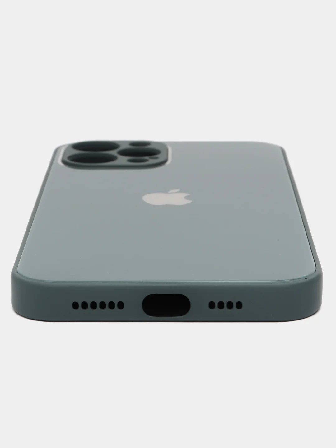 Тёмно-зелёный противоударный чехол со стеклянной панелью iPhone 7/8/SE/XR/XS/11/12/13/14/15/Plus/Pro/Max