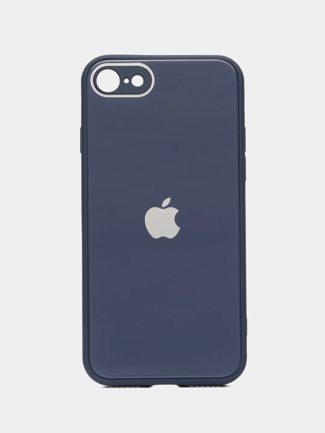 Темно-синий противоударный чехол со стеклянной панелью iPhone 7/8/SE/XR/XS/11/12/13/14/15/Plus/Pro/Max