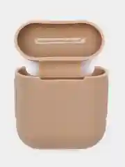 Бежевый силиконовый чехол для наушников Airpods 1 и 2