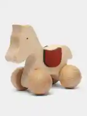 Бежевый детская деревянная игрушка - каталка, 2 вида, лошадка, собачка