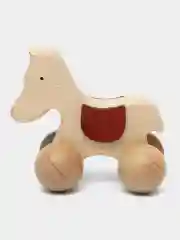 Бежевый детская деревянная игрушка - каталка, 2 вида, лошадка, собачка