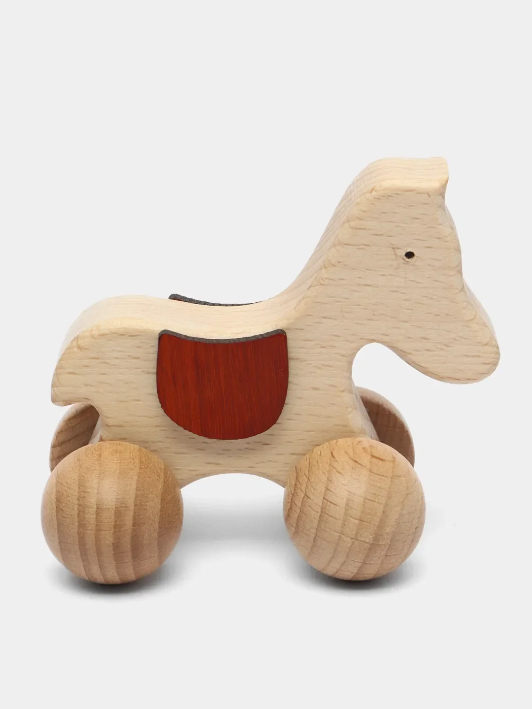Бежевый детская деревянная игрушка - каталка, 2 вида, лошадка, собачка