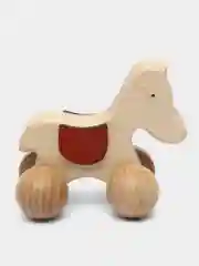 Бежевый детская деревянная игрушка - каталка, 2 вида, лошадка, собачка