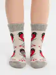 Молочный шерстяные носки с принтом, унисекс