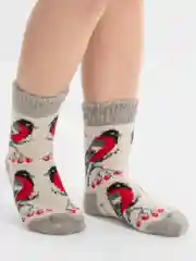 Молочный шерстяные носки с принтом, унисекс