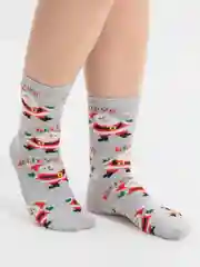 Серый новогодние носки на подарок, женские и мужские, рождественские