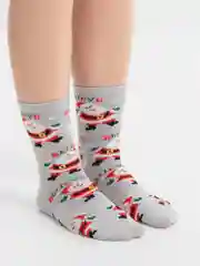 Серый новогодние носки на подарок, женские и мужские, рождественские