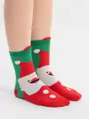 Зеленый новогодние носки высокие на подарок, женские и мужские с принтом санта, елка,снеговик