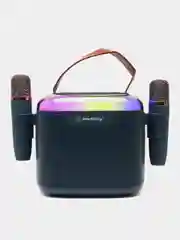 Белый портативная музыкальная караоке-колонка с подсветкой и микрофоном, подарок