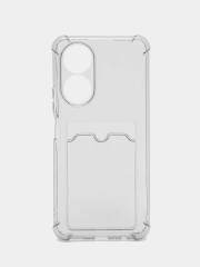 Силиконовый чехол для Honor X7 (Хонор Х7), с карманом для карт, прозрачный