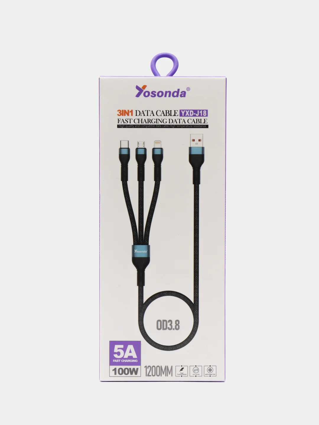 Кабель Yosonda Micro-USB, Type-C, Lightning